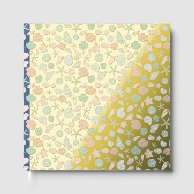 seashells pattern foil guest book  (Front)