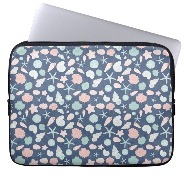 seashells pattern laptop sleeve (Front)
