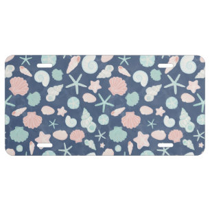 seashells pattern license plate