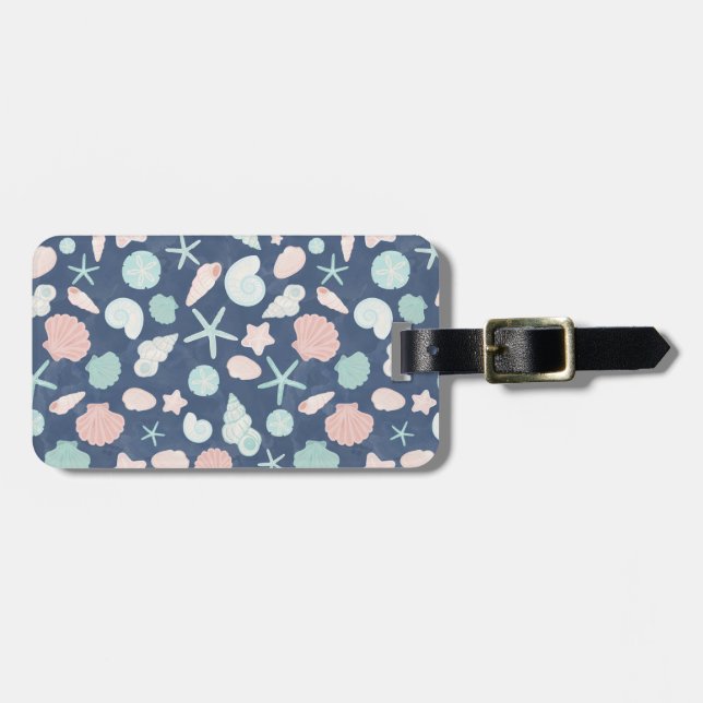 seashells pattern luggage tag (Front Horizontal)