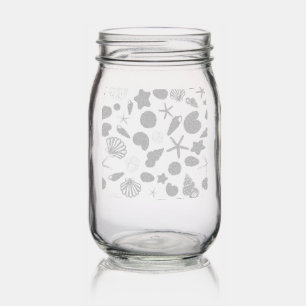 seashells pattern mason jar