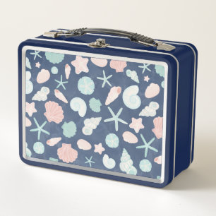 seashells pattern metal lunch box