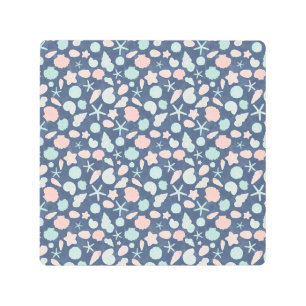 seashells pattern metal print