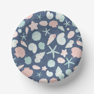 seashells pattern paper bowls