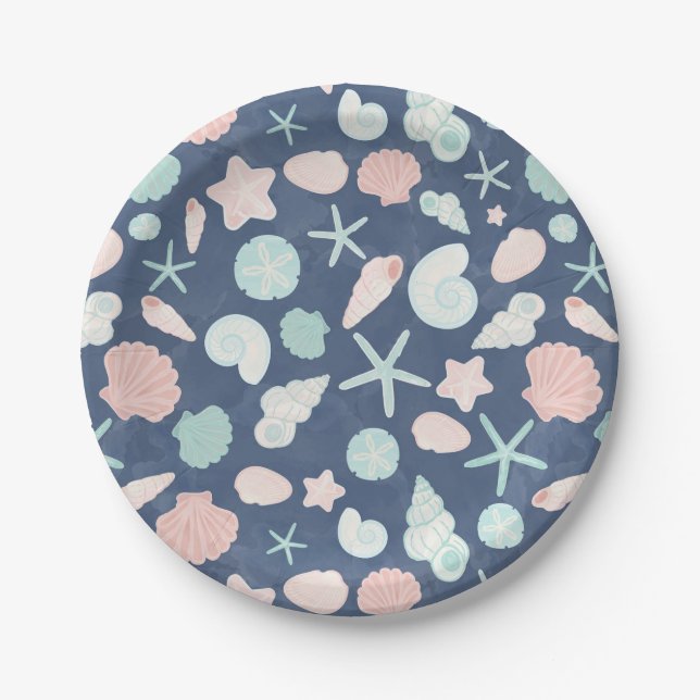 seashells pattern paper plates (Front)