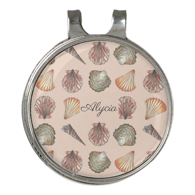 Seashells Pattern Personalized  Golf Hat Clip (Front)