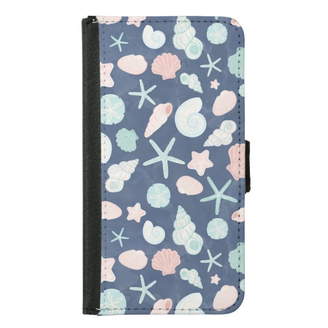 seashells pattern samsung galaxy wallet case (Front)
