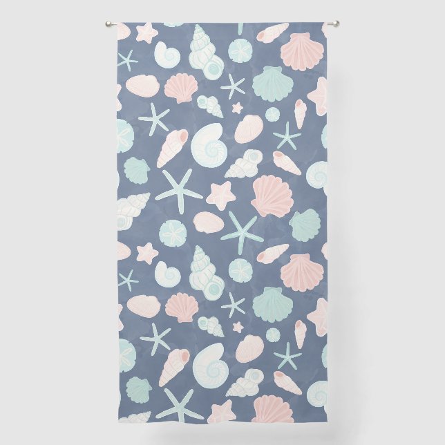 seashells pattern sheer curtains (Front)