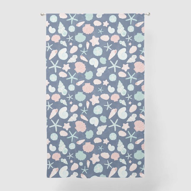 seashells pattern sheer curtains (Front)