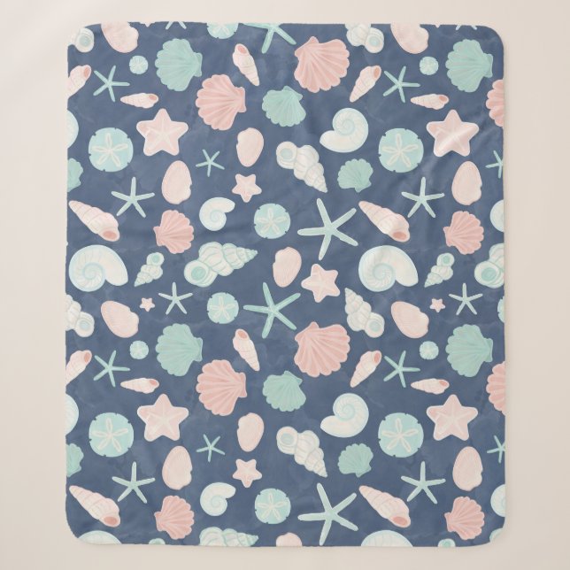 seashells pattern sherpa blanket (Front)