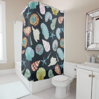 Seashells pattern shower curtain