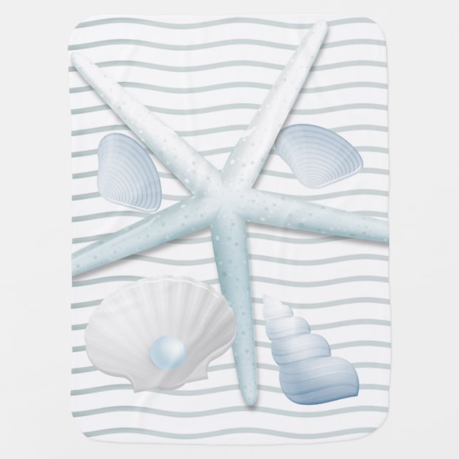 Seashells & Pearls Baby Blanket (Front)
