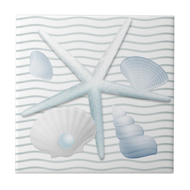 Seashells & Pearls Ceramic Tile (Front)