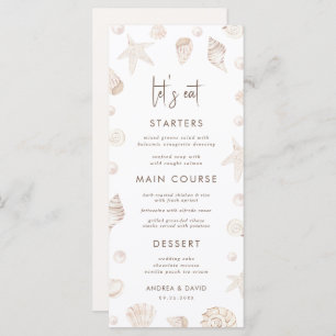 Seashells & Pearls Coastal Beach Seafront Wedding Menu