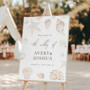 Seashells & Pearls Nautical Wedding Welcome Sign