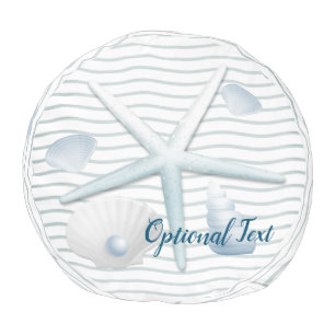 Seashells & Pearls Round Pouf