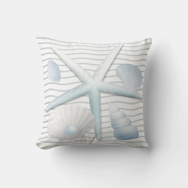 Seashells & Pearls Throw Pillow (Front)