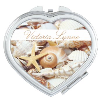 Seashells Personalized Compact Mirror by CarriesCamera at Zazzle