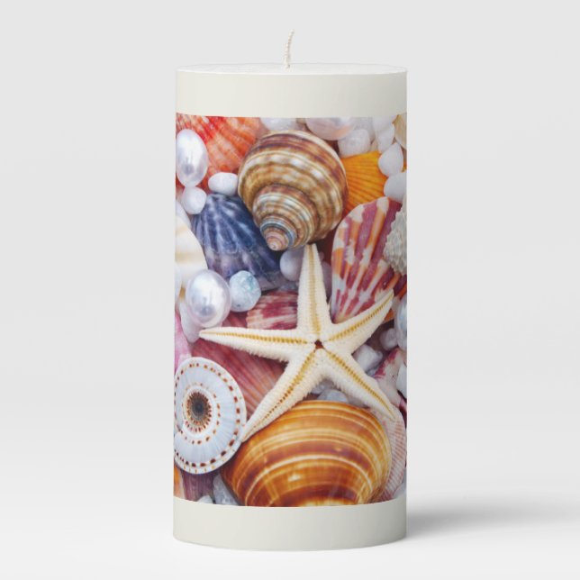 Seashells Pillar Candle (Front)