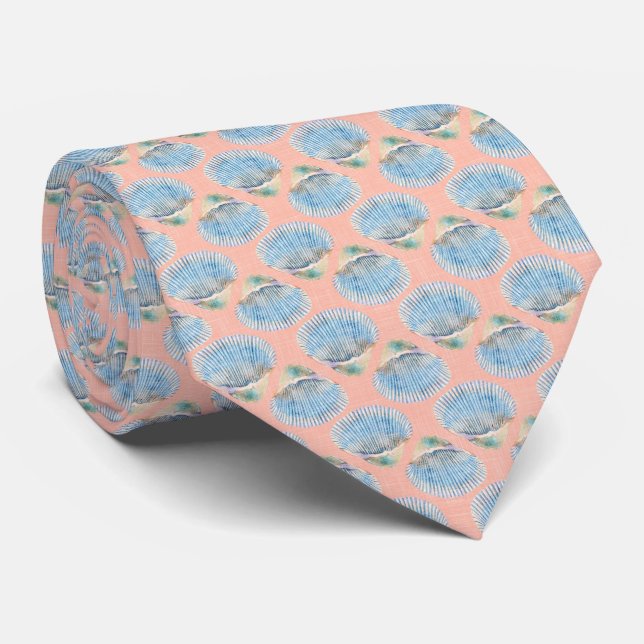 Seashells Pink Neck Tie (Rolled)