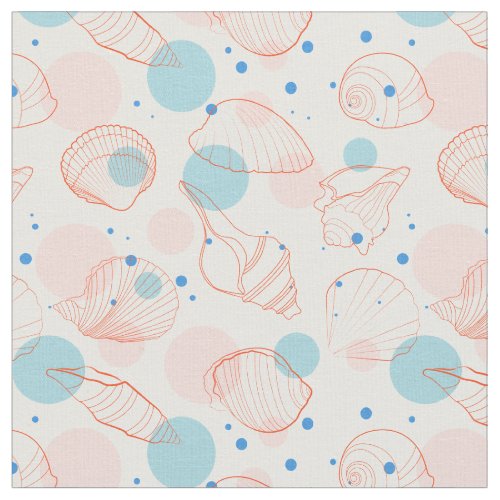 Seashells  Polka Dots Pattern Fabric