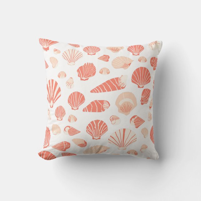 Seashells Pretty Coastal Throw Pillow (Front)