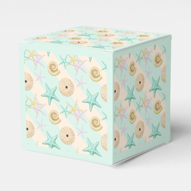 Seashells Retro Pastel Sea Life Favor Boxes (Front Side)