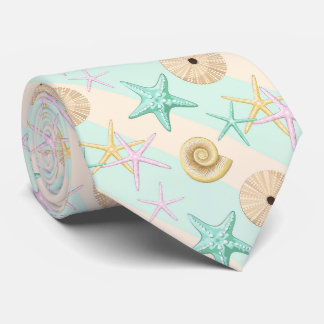 Seashells Retro Pastel Sea Life Neck Tie