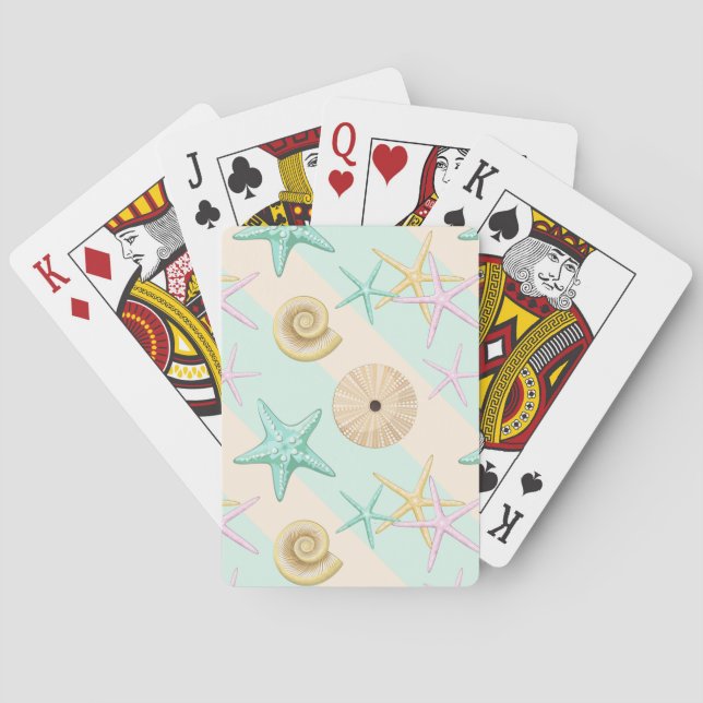 Seashells Retro Pastel Sea Life Poker Cards (Back)