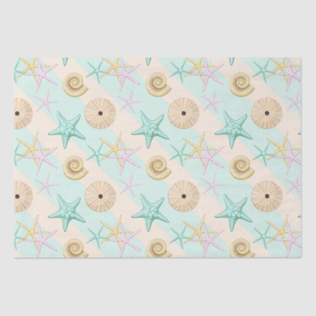 Seashells Retro Pastel Sea Life Tissue Paper (Front)