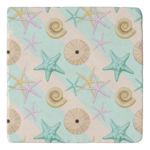 Seashells Retro Pastel Sea Life Trivet