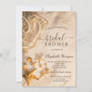 Seashells Rope Sand Bridal Shower Invitation