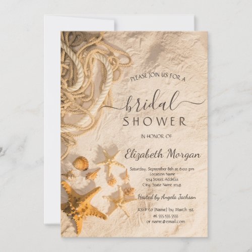 Seashells Rope Sand Bridal Shower  Invitation