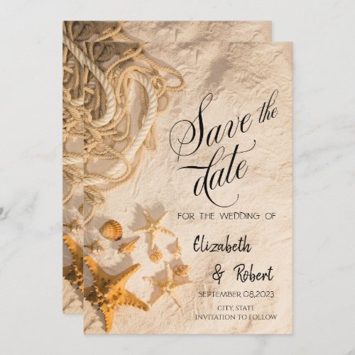 Seashells Rope Sand Save The Date