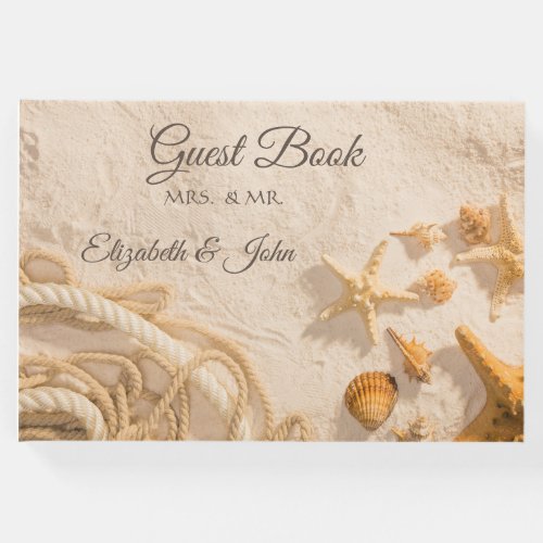 Seashells Rope Sand  Wedding Guest Book