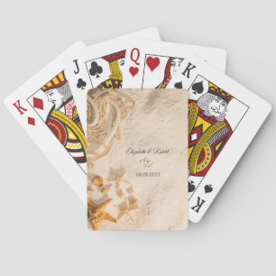 Seashells Rope Sand Wedding Poker Cards
