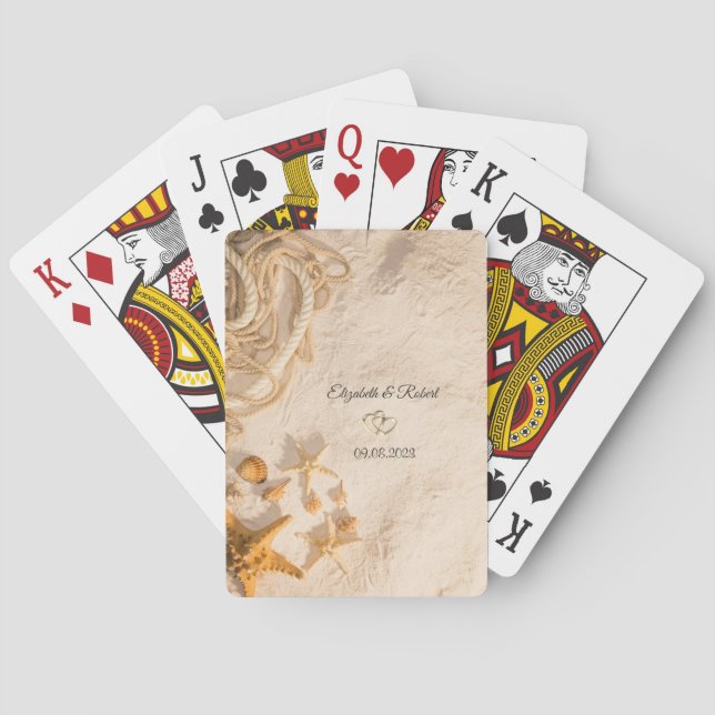 Seashells Rope Sand  Wedding Poker Cards (Back)