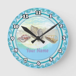 Seashells Round Clock