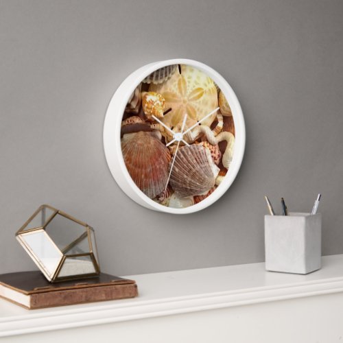 Seashells Sand Dollar Beach Theme Clock