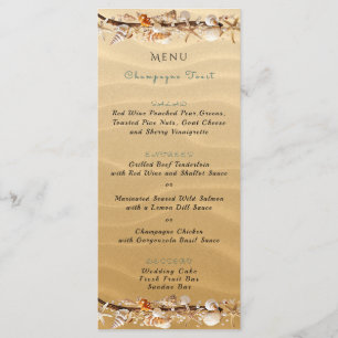 Seashells Sand Starfish Driftwood Tropical Menu
