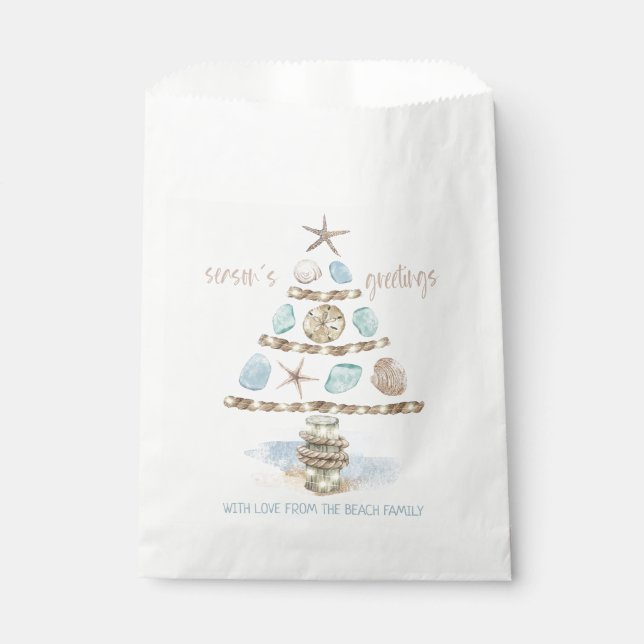 Seashells & Sea Glass Coastal Christmas Favor Bag (Front)