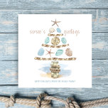 Seashells & Sea Glass | Coastal Christmas Tree Holiday Card<br><div class="desc">Coastal theme Christmas card features a watercolor abstract beach with starfish and sand dollar seashells,  sea glass,  nautical rope,  string lights and ocean pilings in the shape of a Christmas tree,  with a "season's greetings" caption.</div>