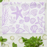 Seashells Sea Lavender Pattern Beach Shells Chic  Kitchen Towel<br><div class="desc">Decorate your kitchen with this cool towel with a handmade seashell pattern. Makes a great housewarming, birthday, mothers day or wedding gift! You can customize it, change background colors and add text too. Check my shop for lots more colors and patterns or let me know if you'd like something custom....</div>