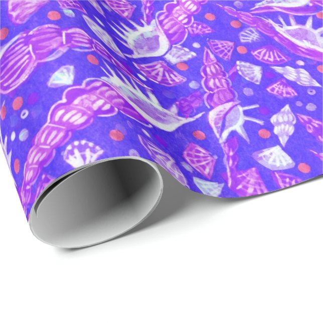 Seashells Sea Shells Nautical Pattern Ultramarine  Wrapping Paper (Roll Corner)