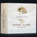 Seashells,Sea,String Lights Script 3 Ring Binder<br><div class="desc">Beach wedding planner.</div>