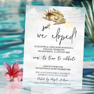 Seashells,Sea,String Lights Wedding Elopement Invitation