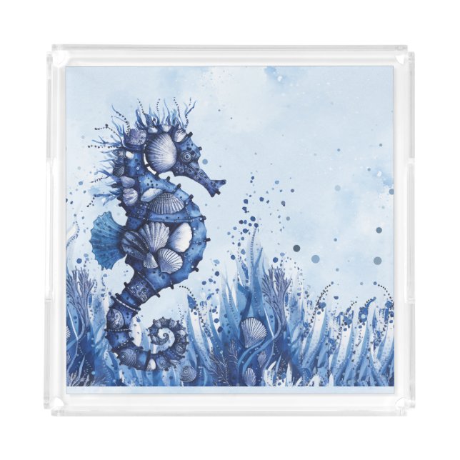 Seashells Seahorse Acrylic Tray (Front)