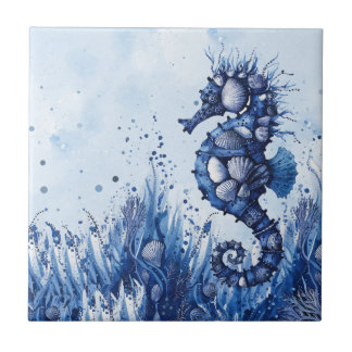 Seashells Seahorse Ceramic Tile