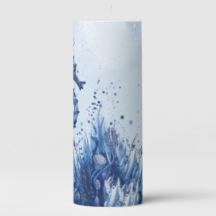 Seashells Seahorse Pillar Candle