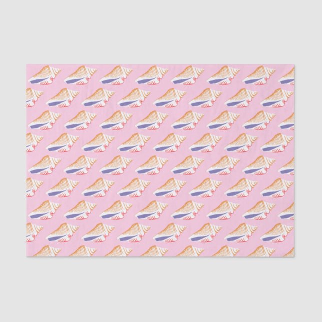 Seashells Simple Sea Ocean Pattern Pink Purple Tissue Paper (Front)
